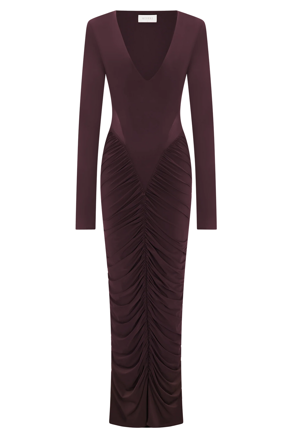 Louanne Slinky Long Sleeve Maxi Dress Burgundy