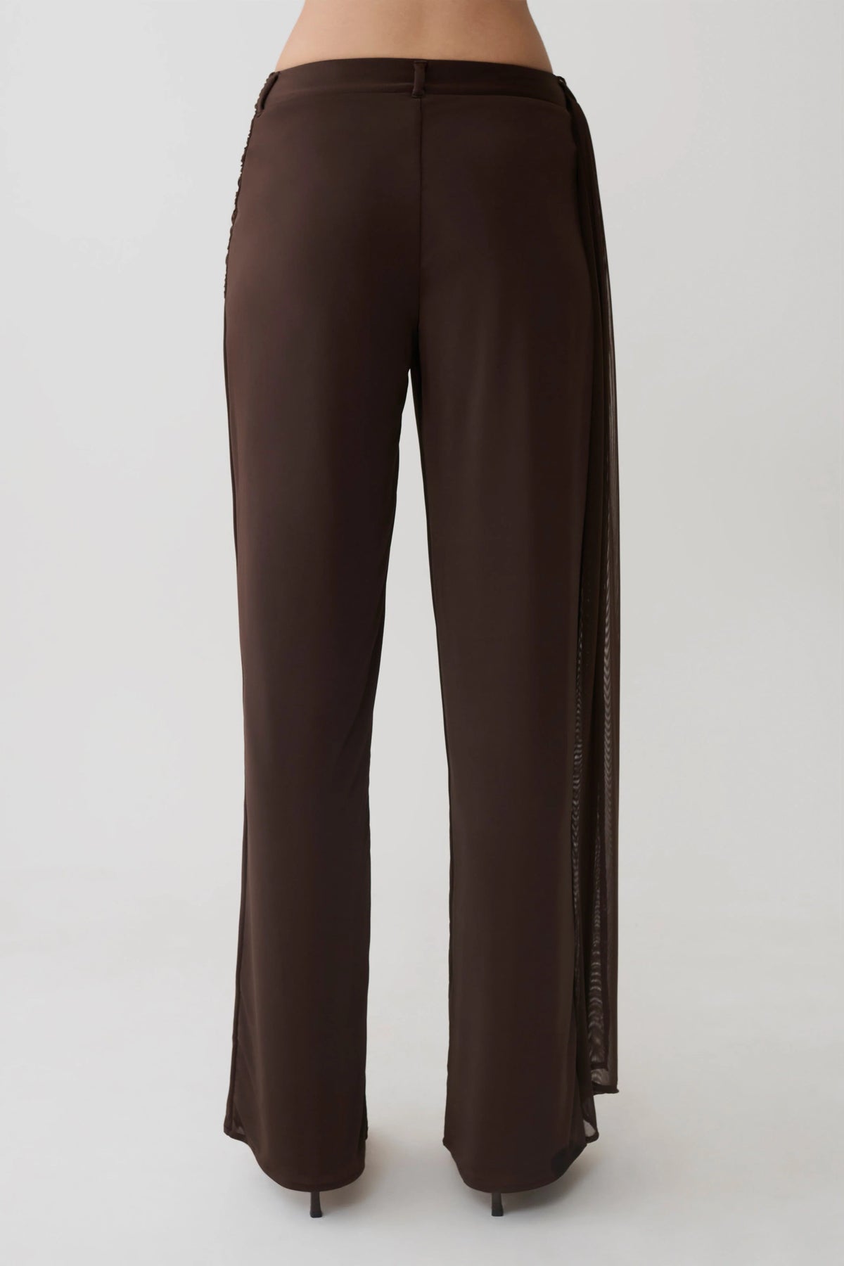 Aspyn Slinky Gathered Wide Leg Pants Chocolate