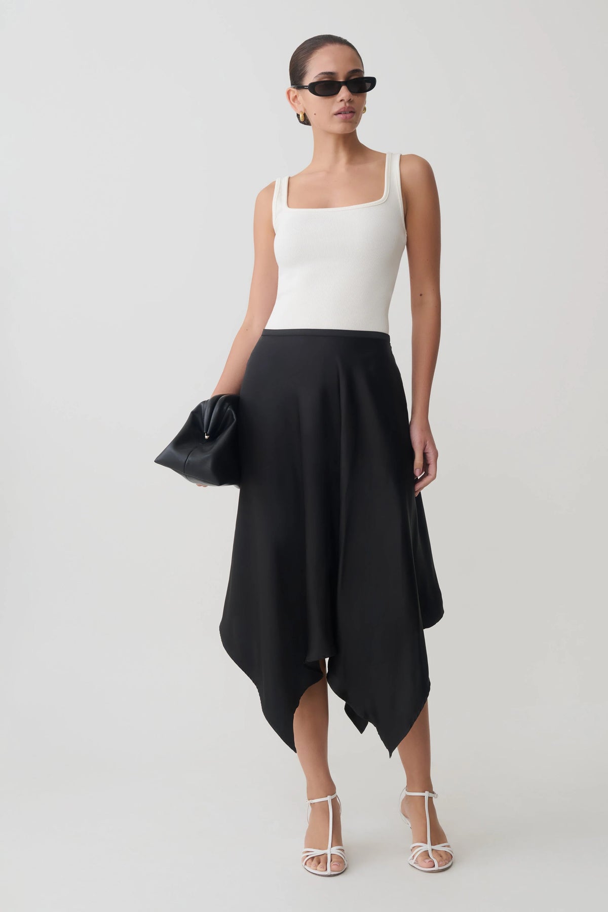 Aisling Ribbed Square Neck Sleeveless Top Ivory