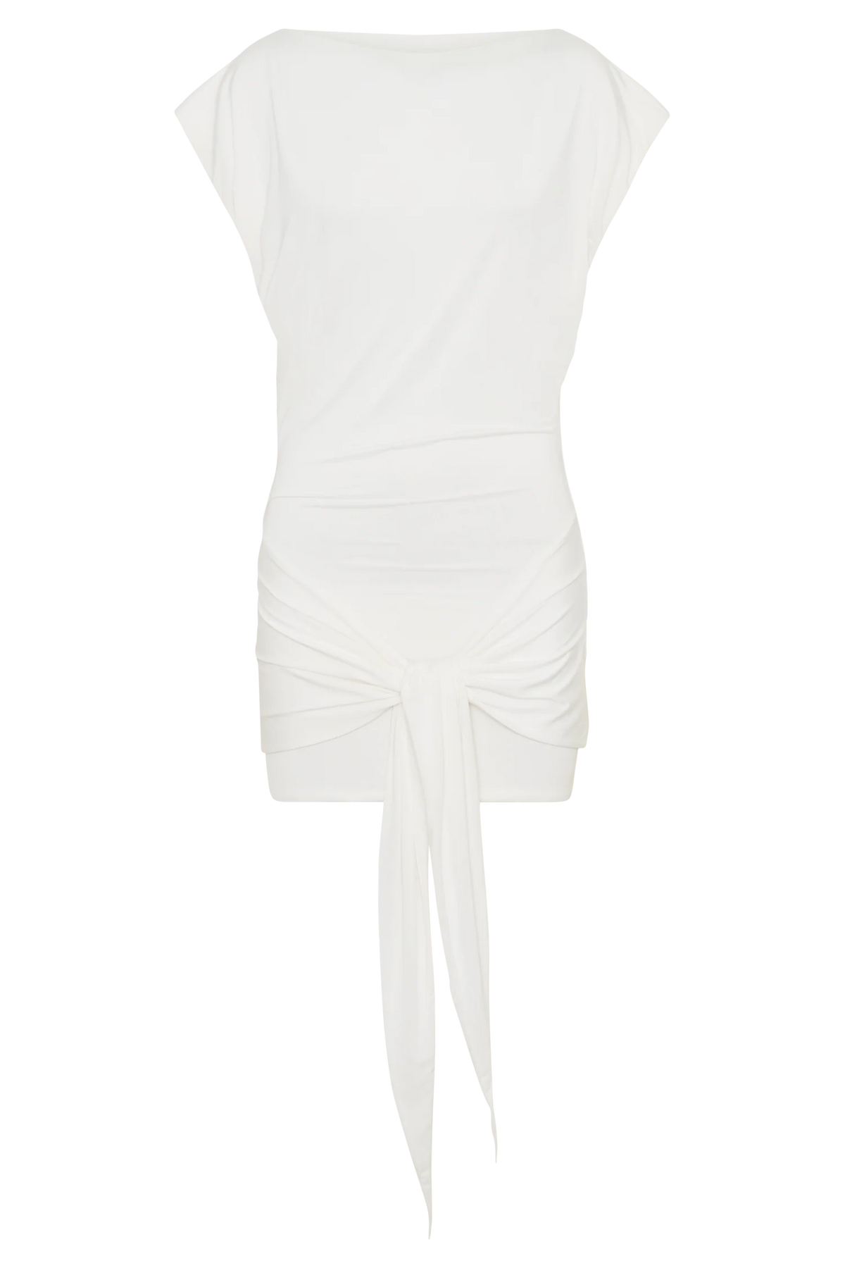 Maiara Shortsleeve Slinky Tie Mini Dress White