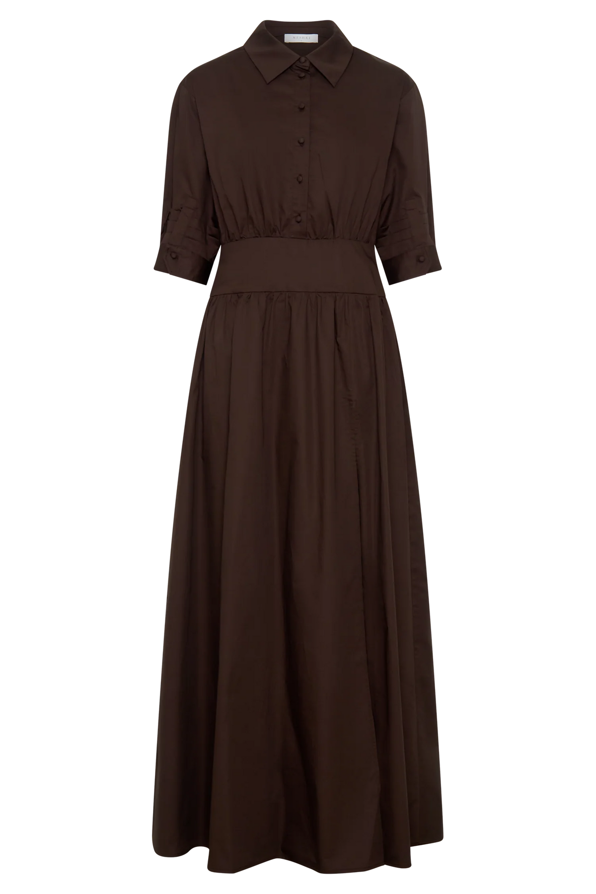 Isolde Long Sleeve Cotton Maxi Dress Dark Chocolate