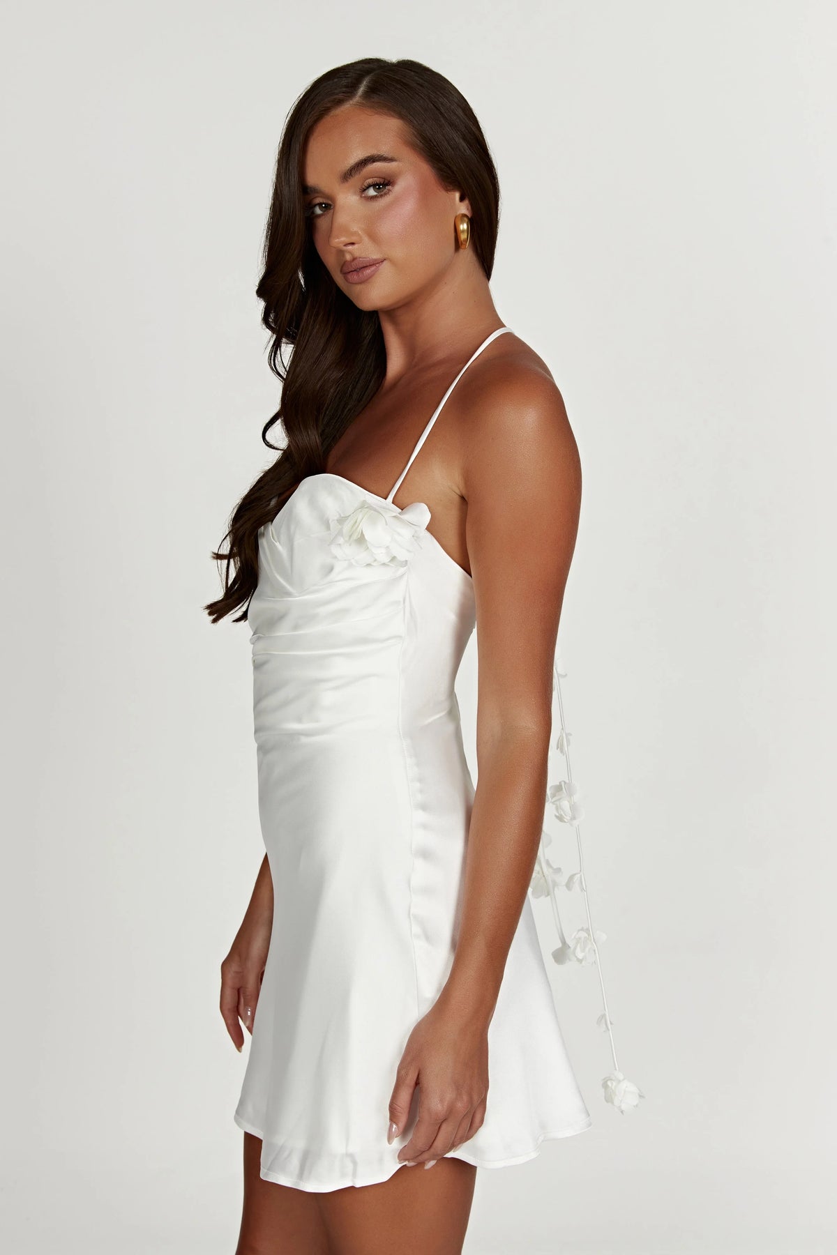Otillie Rose Halter Mini Dress White