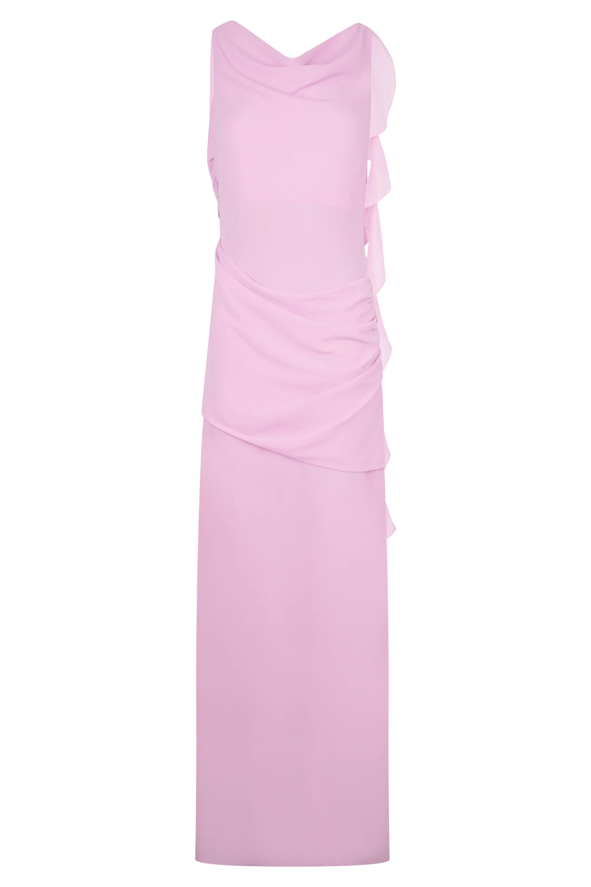 Daria Draped Chiffon Maxi Dress Light Lilac