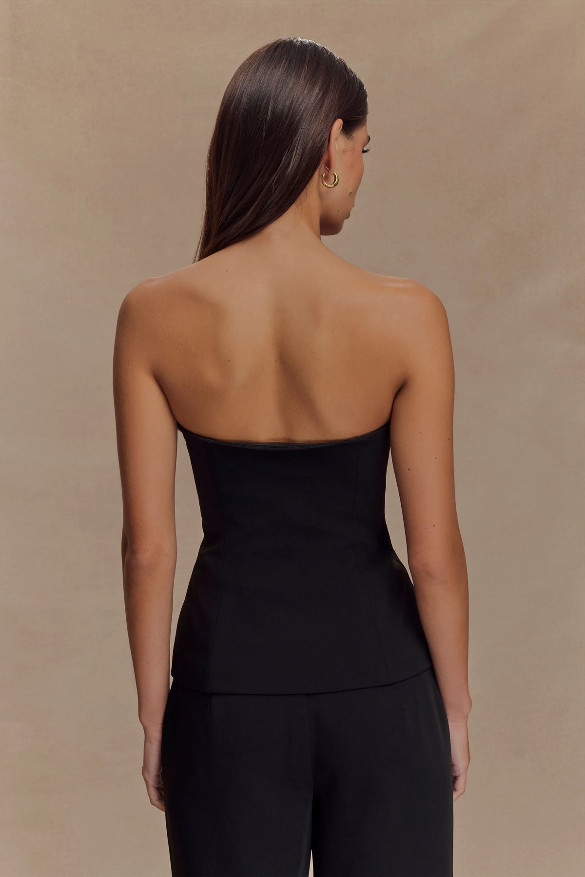 Lindie Strapless Suiting Top Black