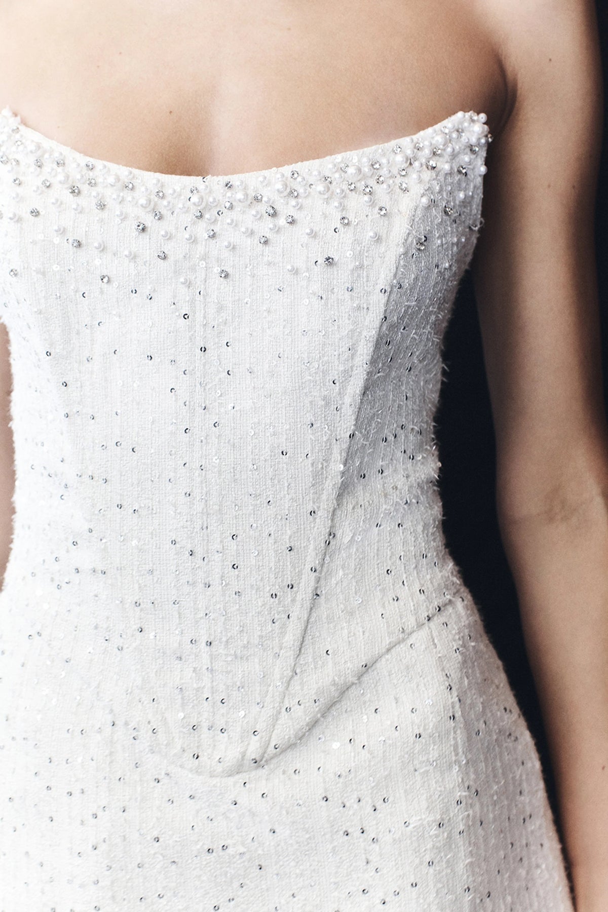 Lorrie Tweed Corset Mini Dress White