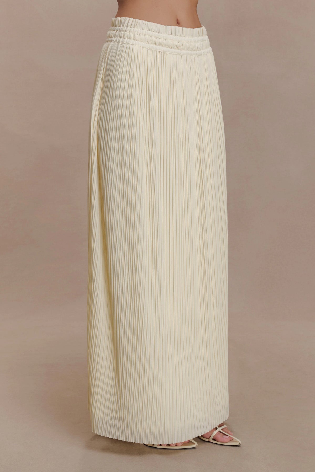Amaris Gathered Plisse Maxi Skirt Lemon