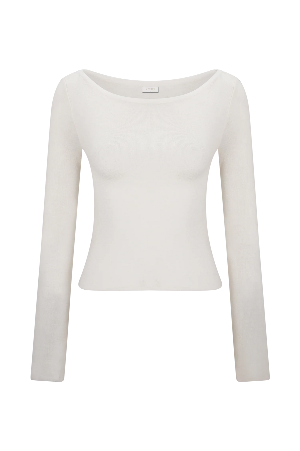 Paedyn Merino Wool Ribbed Long Sleeve Top Ivory