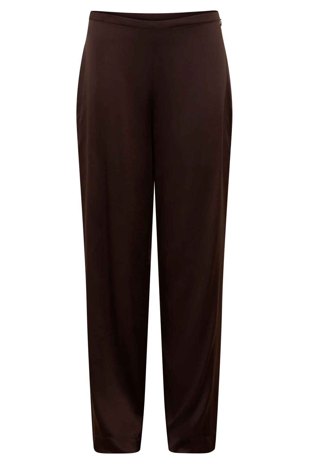 Kayla Silk Blend Straight Leg Pants Dark Chocolate