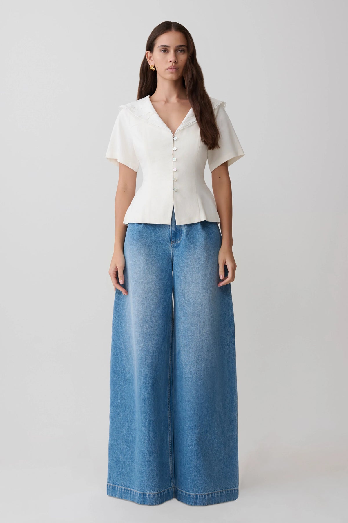 Bobby Oversized Jean With Front Pleat Summer Blue
