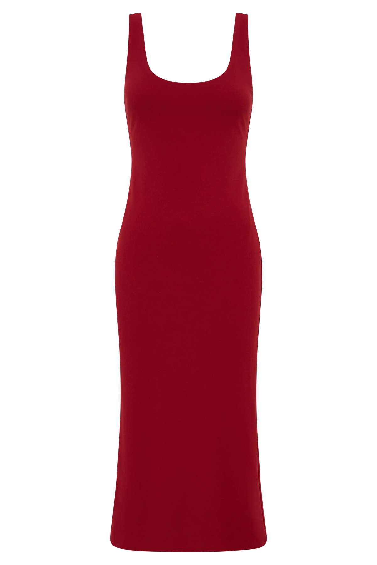 Allyra Scoop Stretch Crepe Midi Dress Red