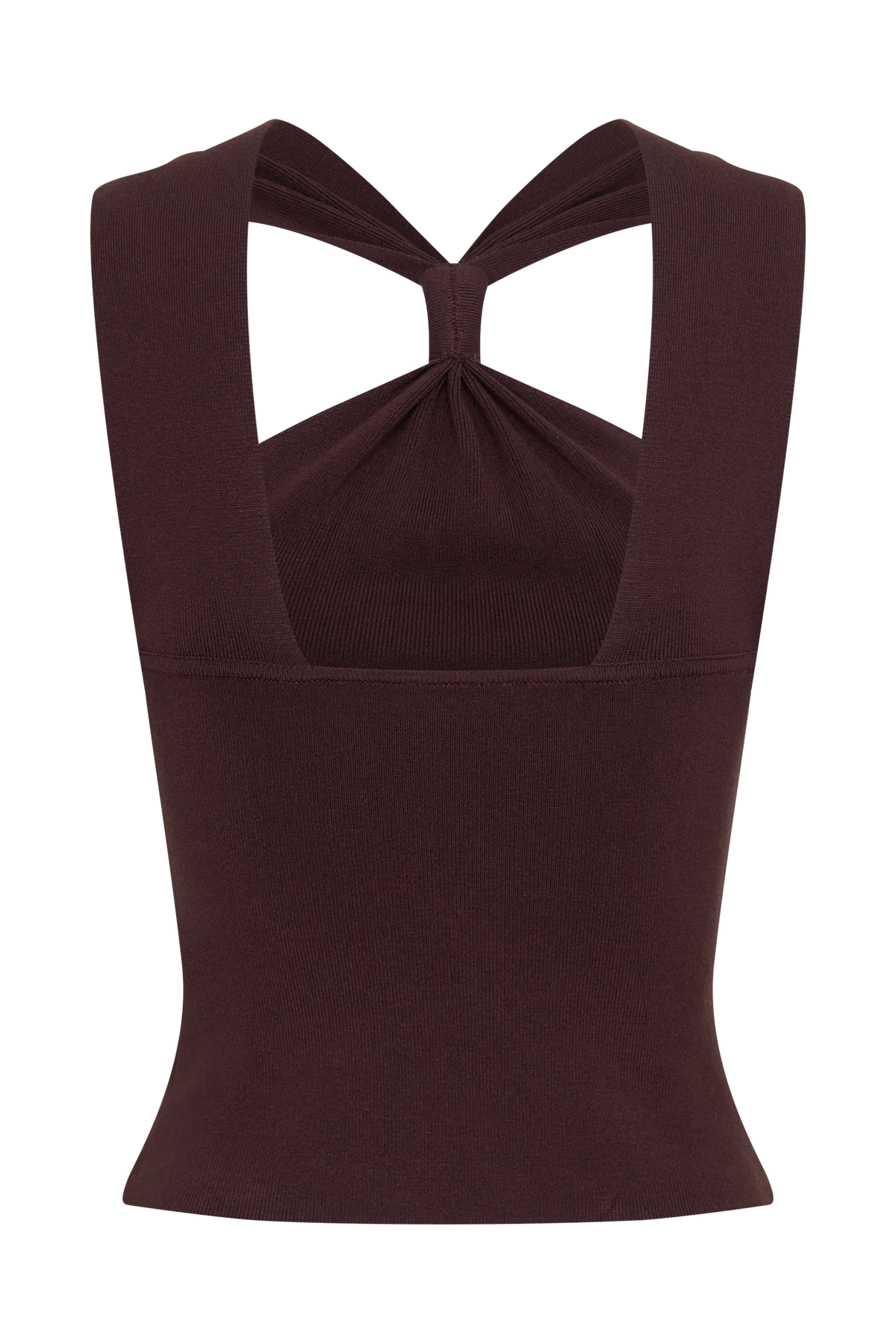 Angelika Twist Front Knit Top Chocolate