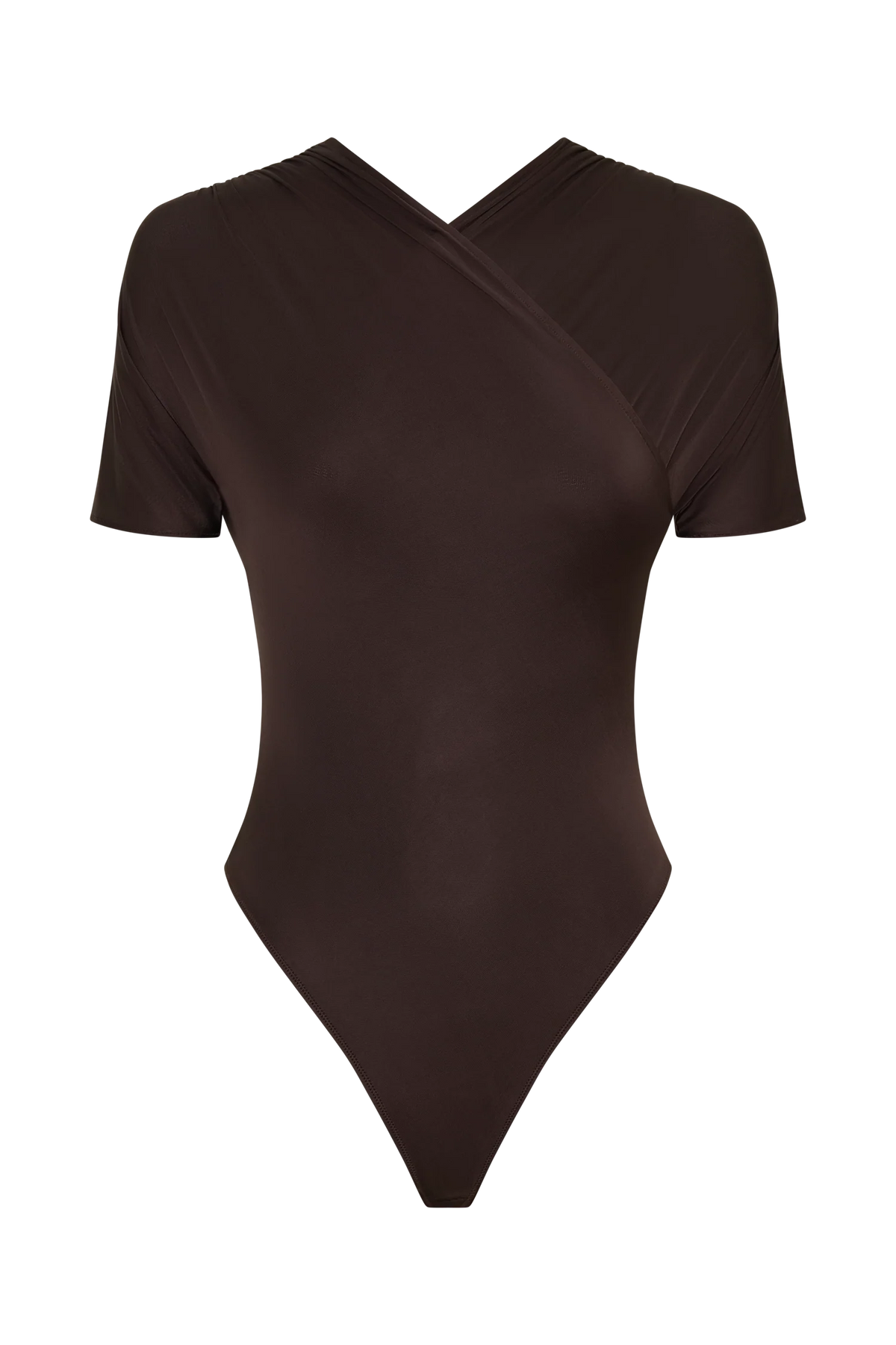 Junie Shortsleeve Cross Over Bodysuit Chocolate