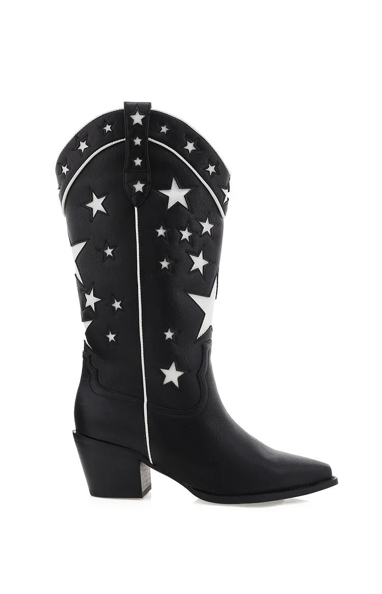 Billini Dollie Black And White Cowboy Boots
