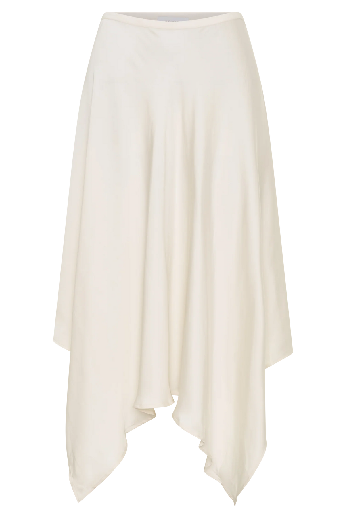 Coralie Asymmetric Satin Midi Skirt Ivory