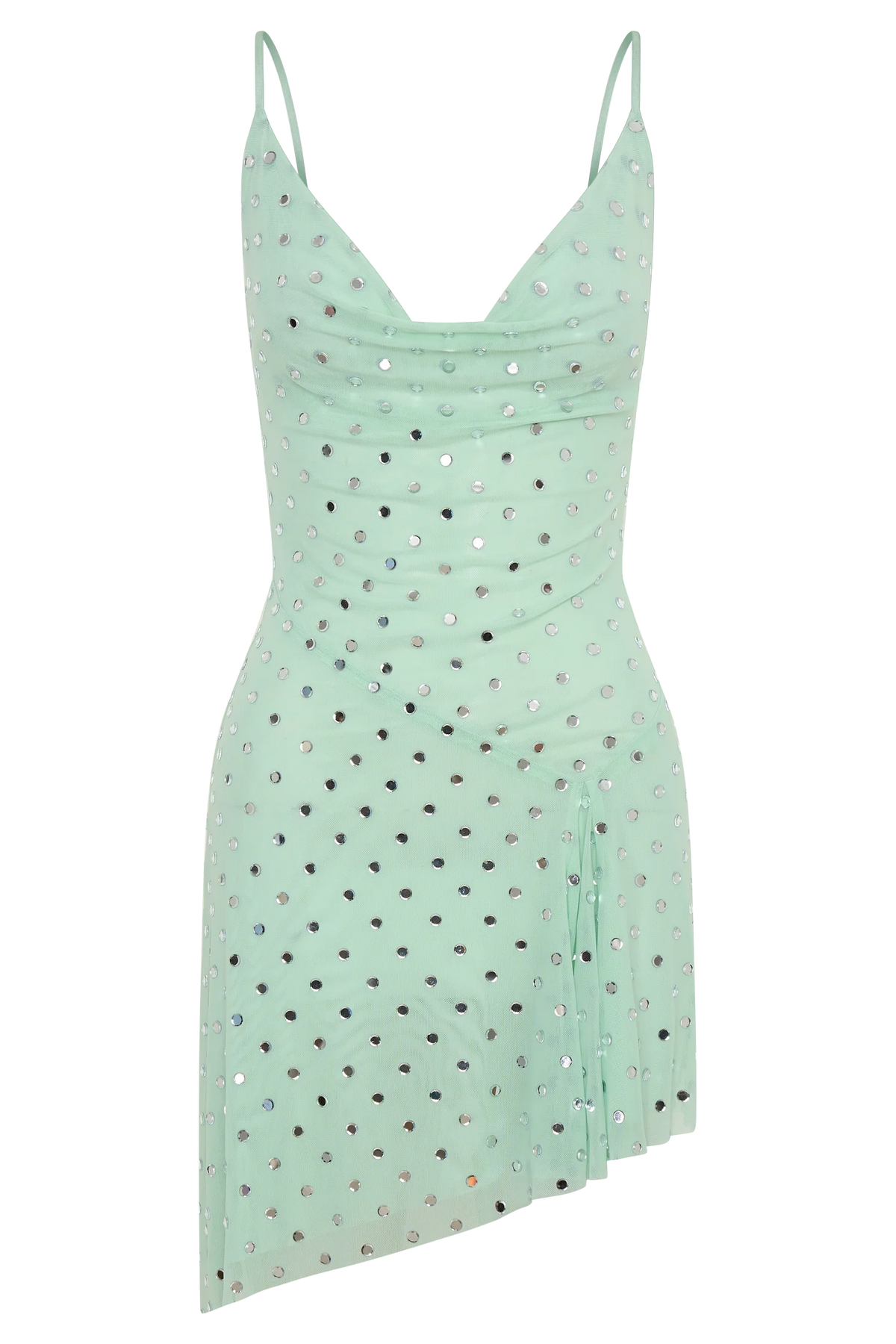 Zahra Diamante Cowl Mini Dress Mint