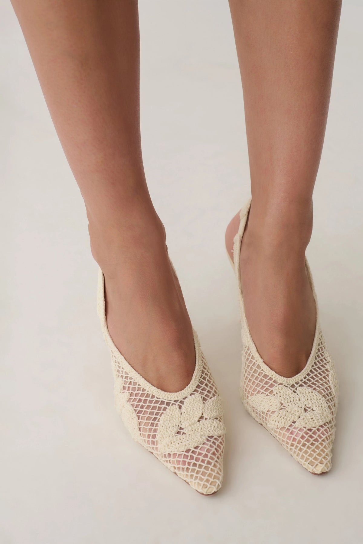 Guinevere Lace Applique Heel Ivory