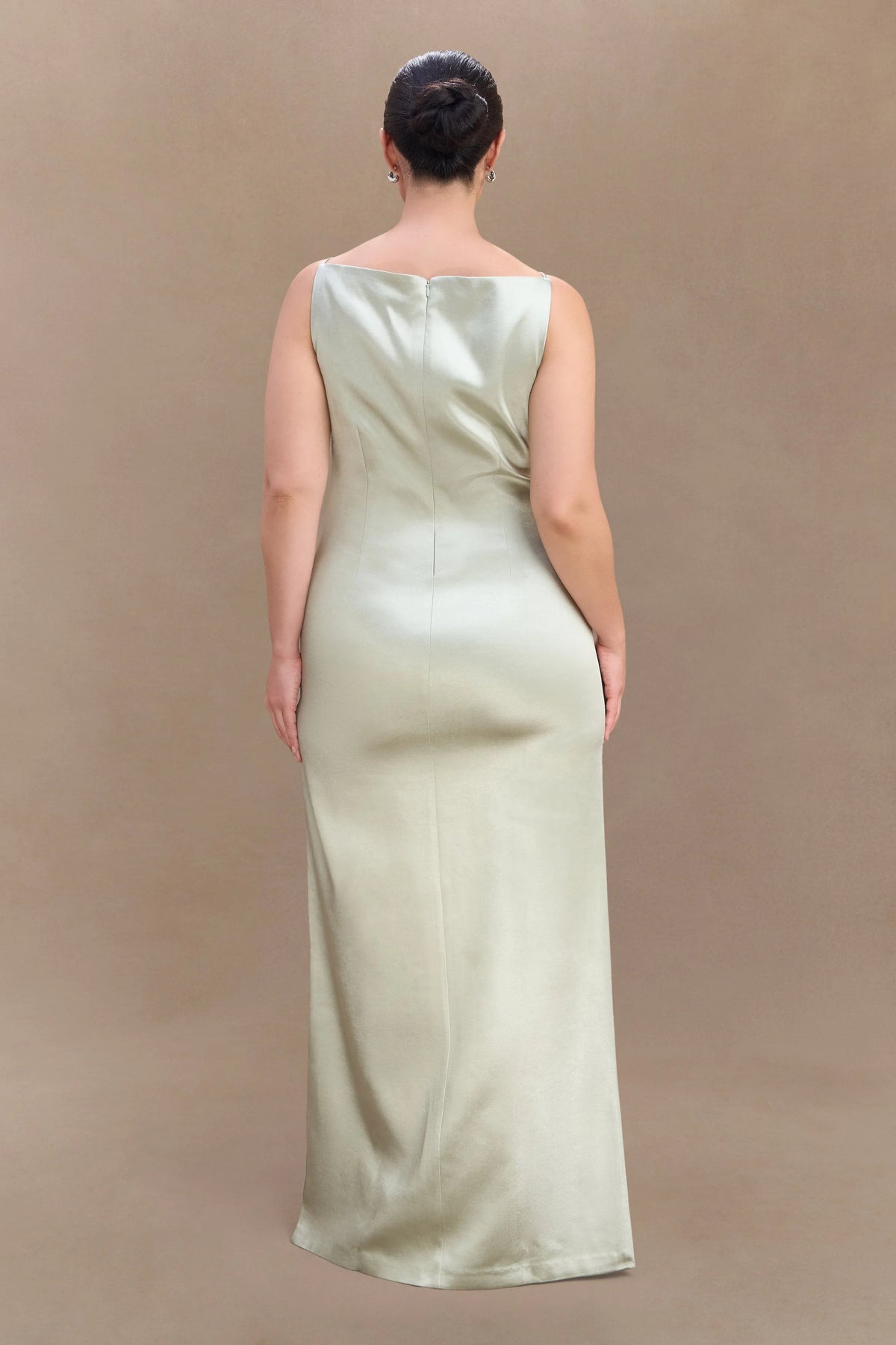 Violet Sleeveless Satin Maxi Dress Sage