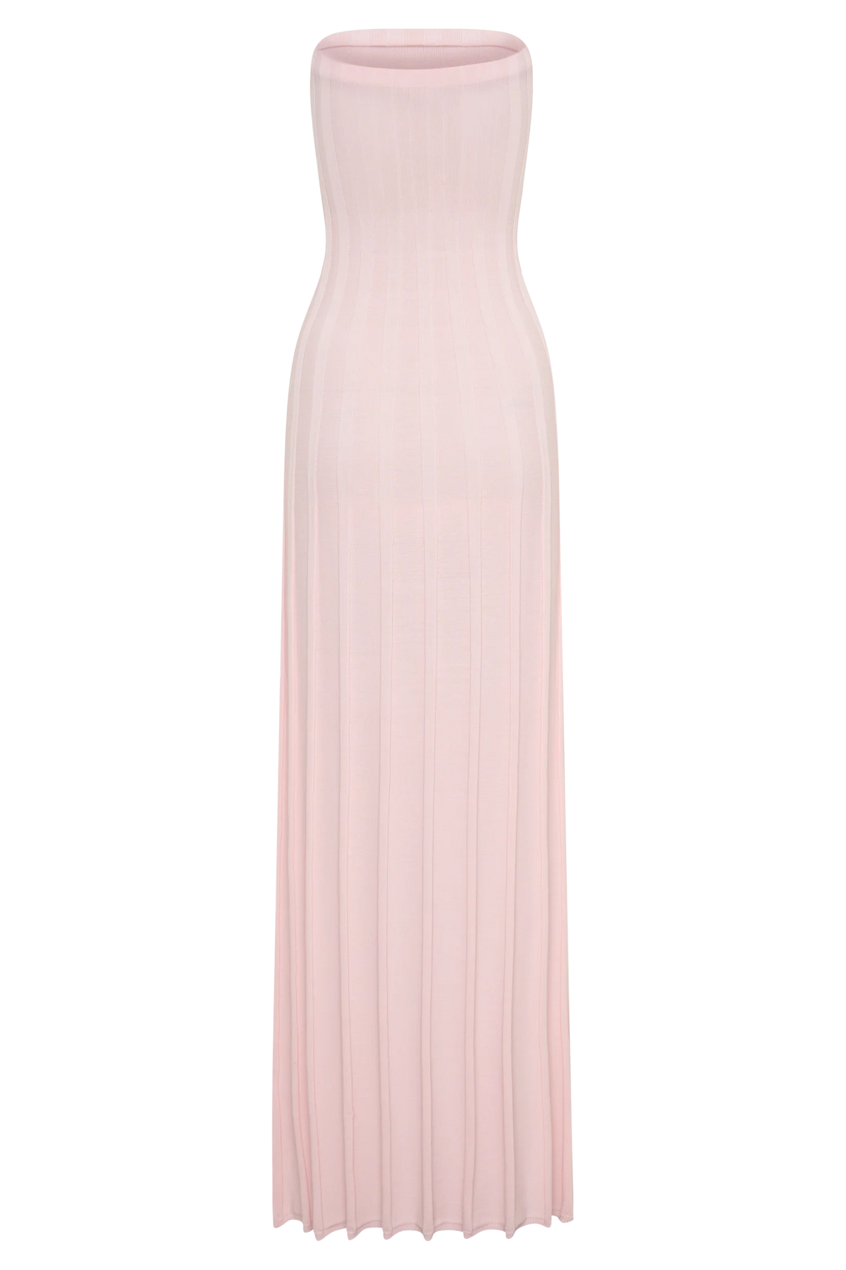 Pia Ribbed Strapless Maxi Dress Baby Pink