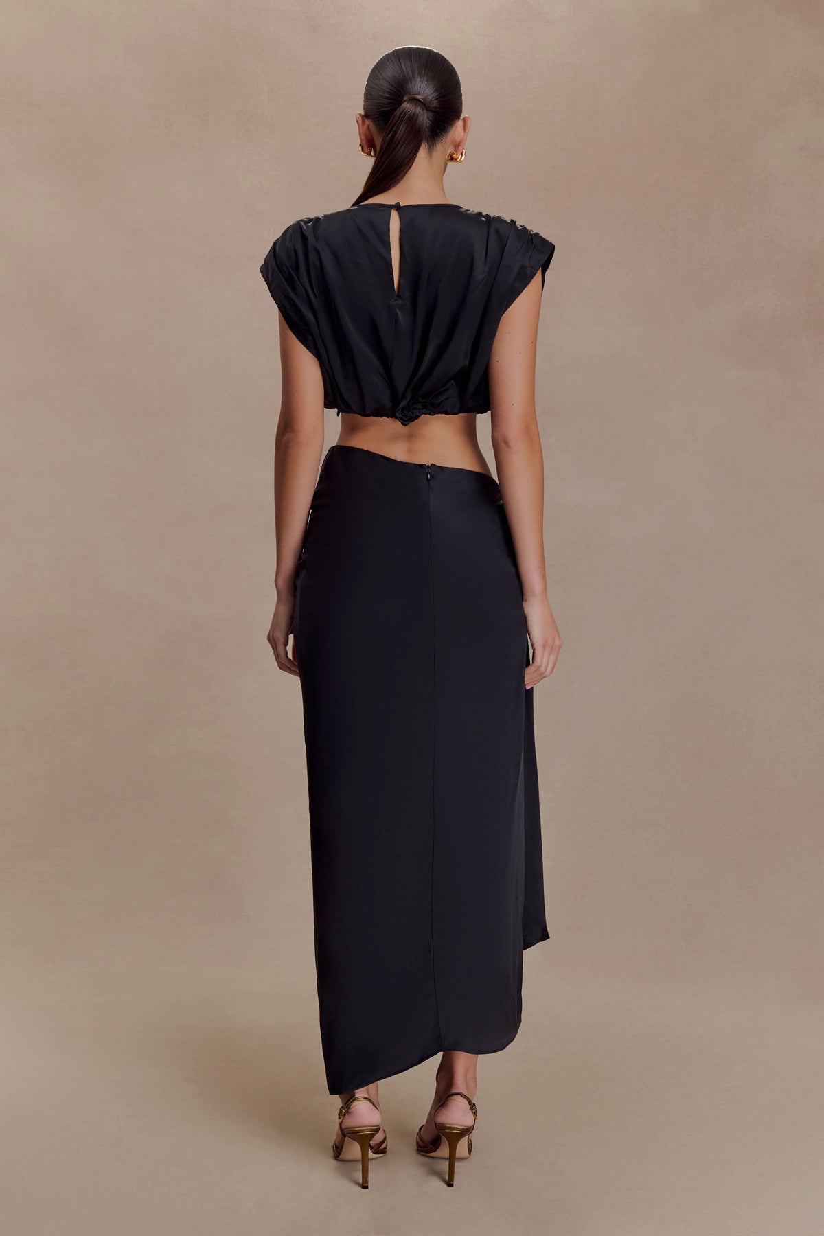 Zendaya Silk Midi Skirt Black