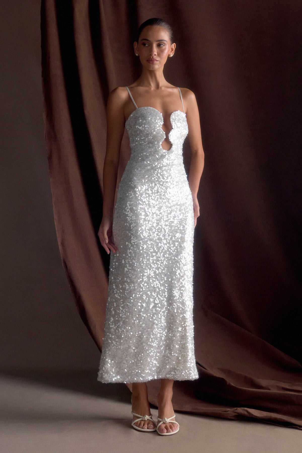 Makari Sequin Maxi Dress White