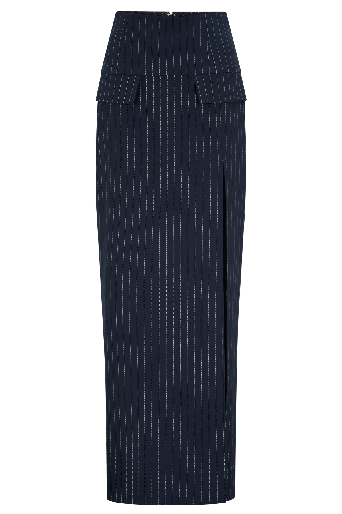 Cassie Column Maxi Skirt Navy Pinstripe