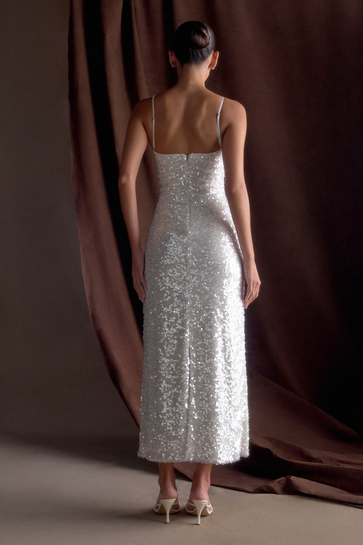 Makari Sequin Maxi Dress White