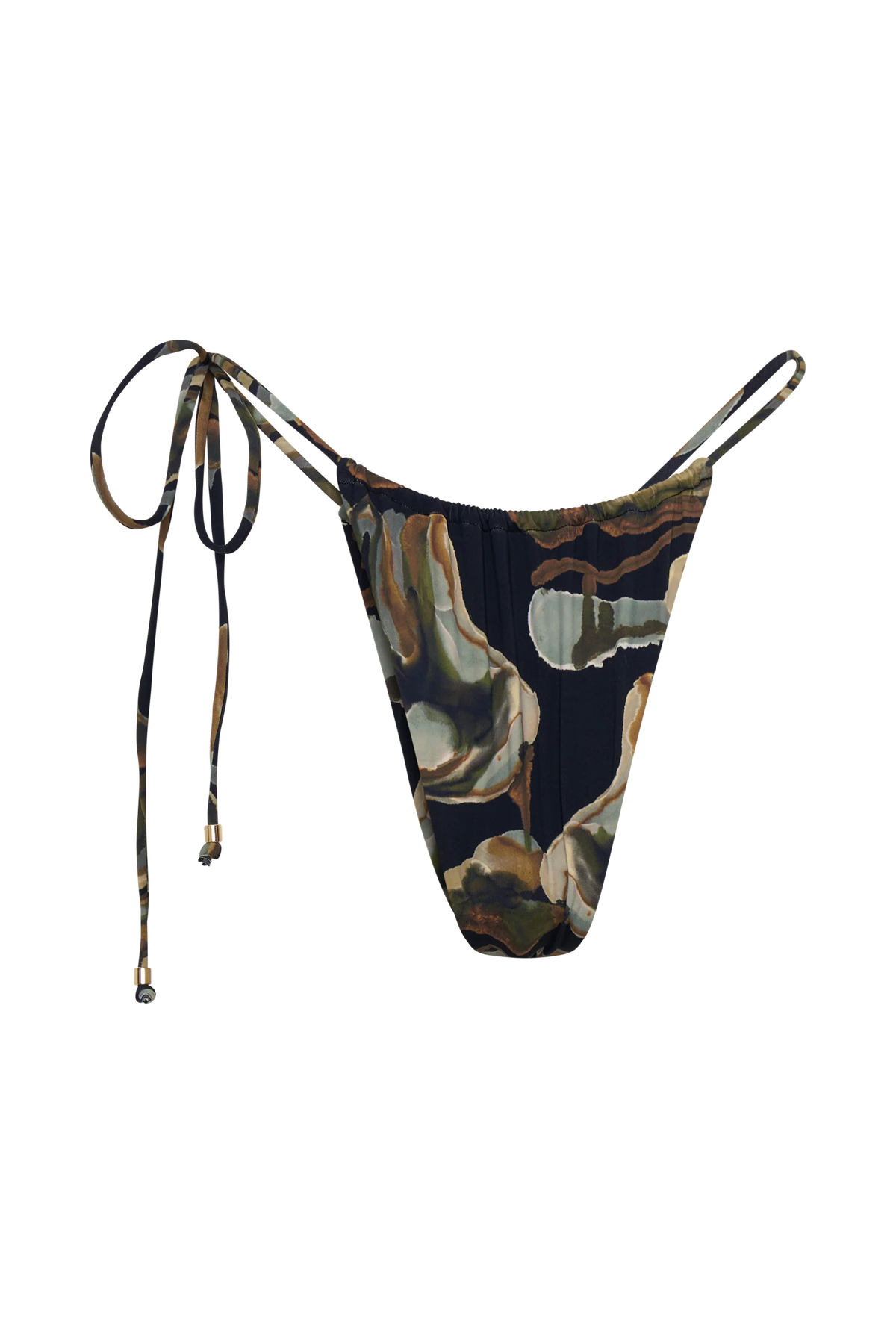 Andie Ruched String Side Bikini Brief Green Fluid Reverie Print