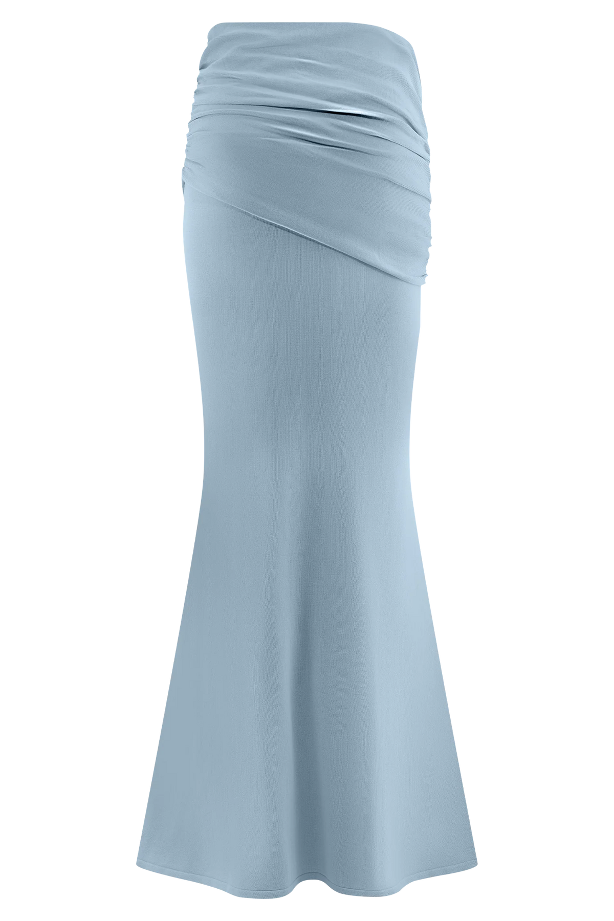Irene Gathered Knit Maxi Skirt Blue