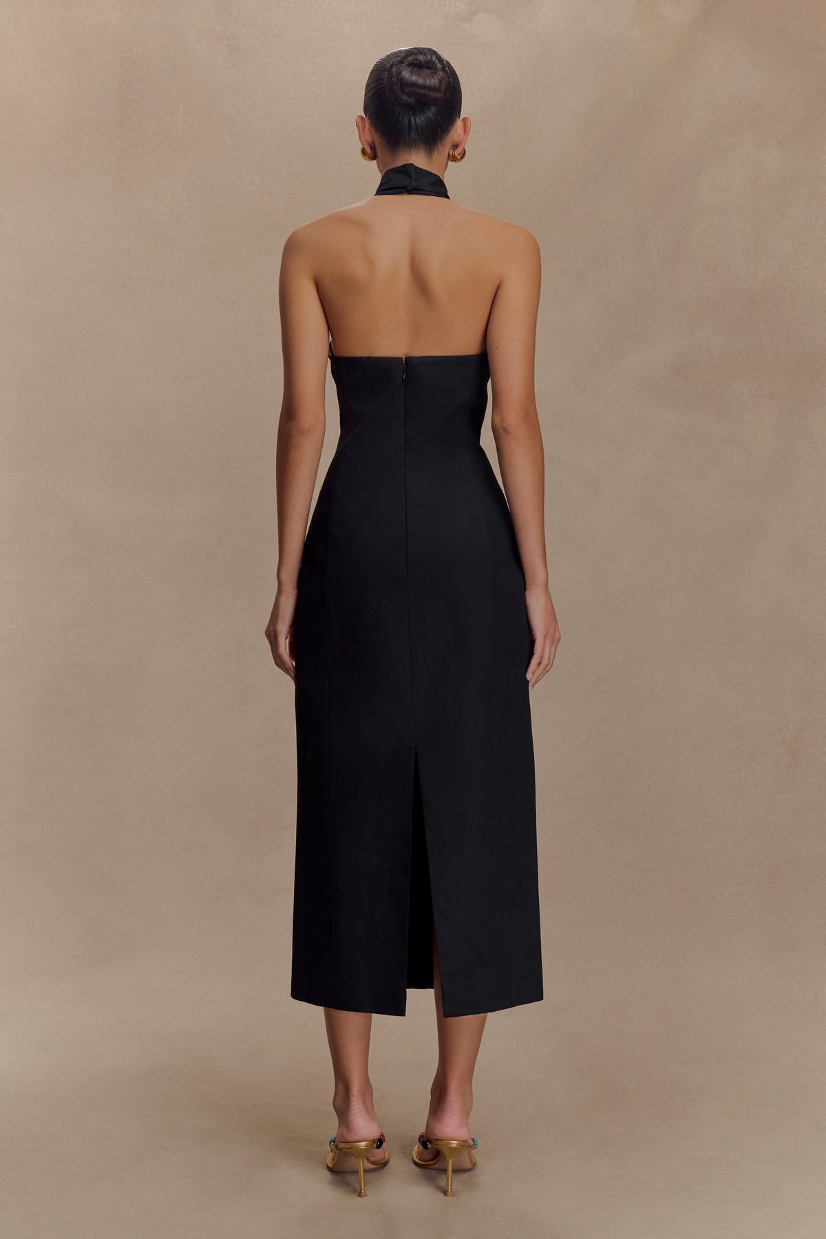 Simona Halter Neck Midi Dress Black