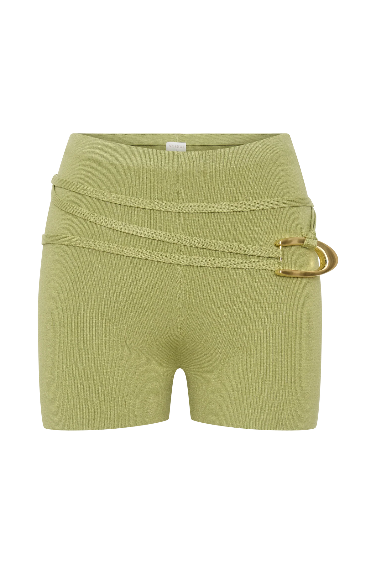 Dimitri Mini Knit Shorts With Belt Light Olive