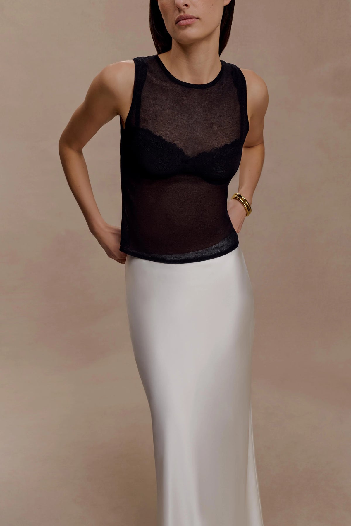 Sabrina Silk Blend Maxi Skirt Ivory