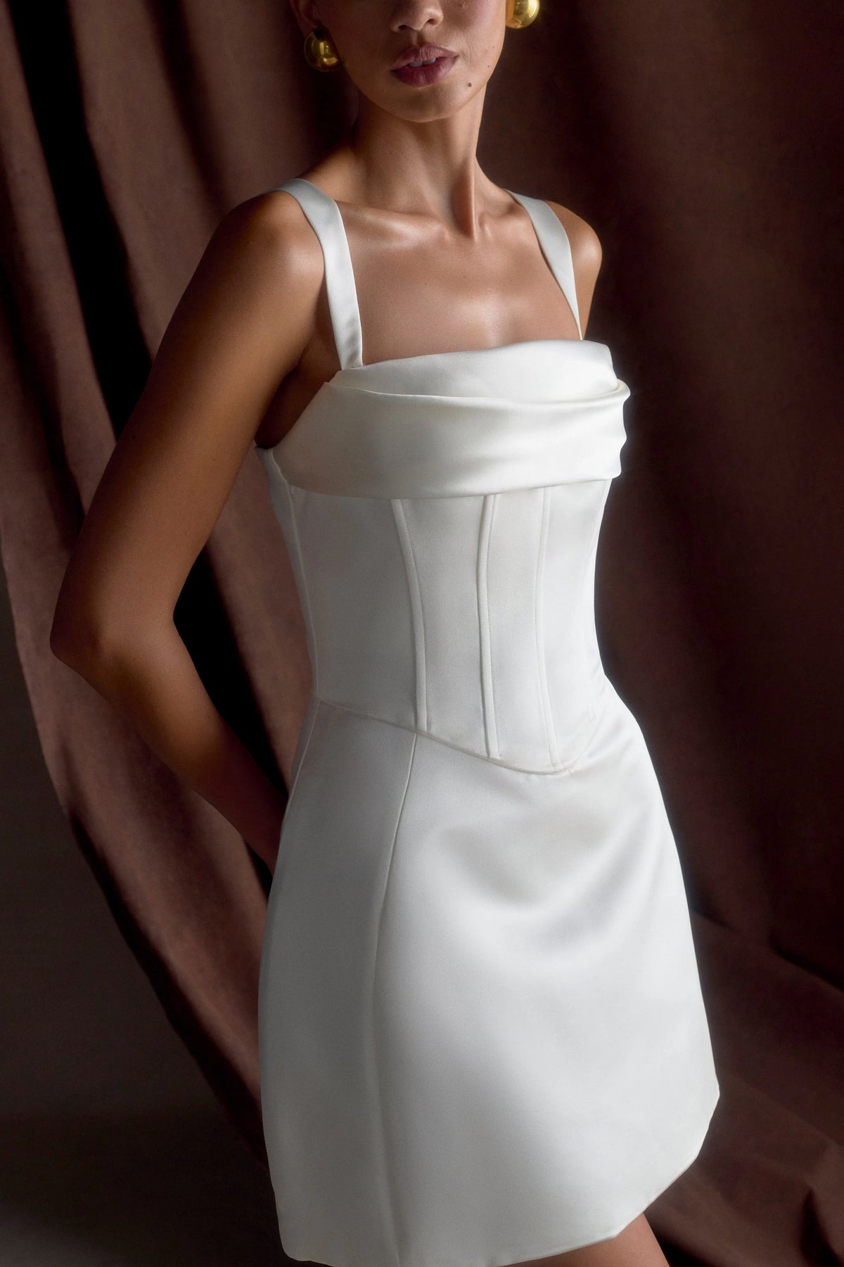 Isabel Satin Corset Mini Dress White