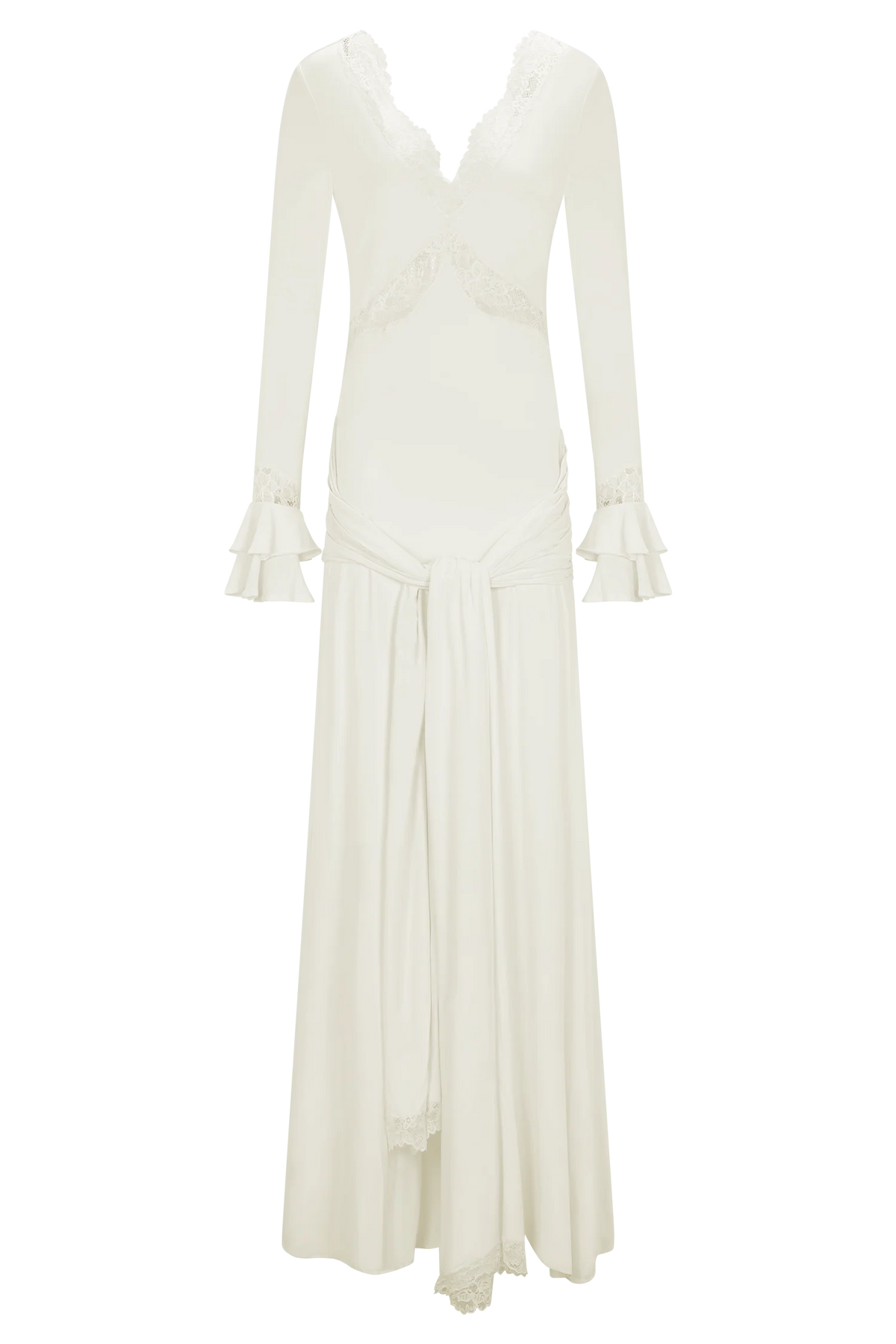 Electra Slinky Lace Maxi Dress Ivory