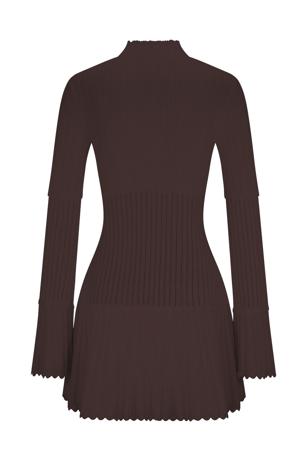 Adena Pointelle Knit Mini Dress Chocolate