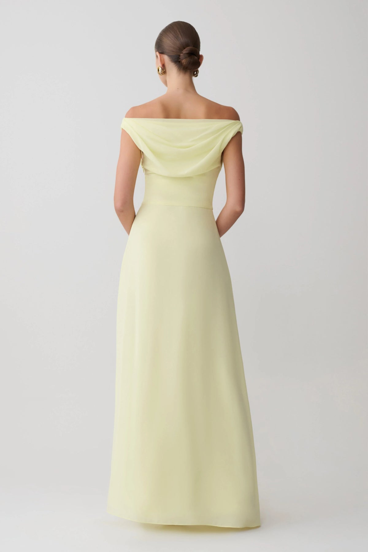 Mabel Off Shoulder Chiffon Maxi Dress Lemon