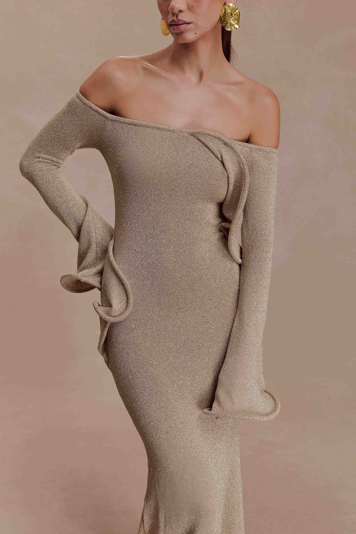 Sandrine Lurex Knit Maxi Dress Gold