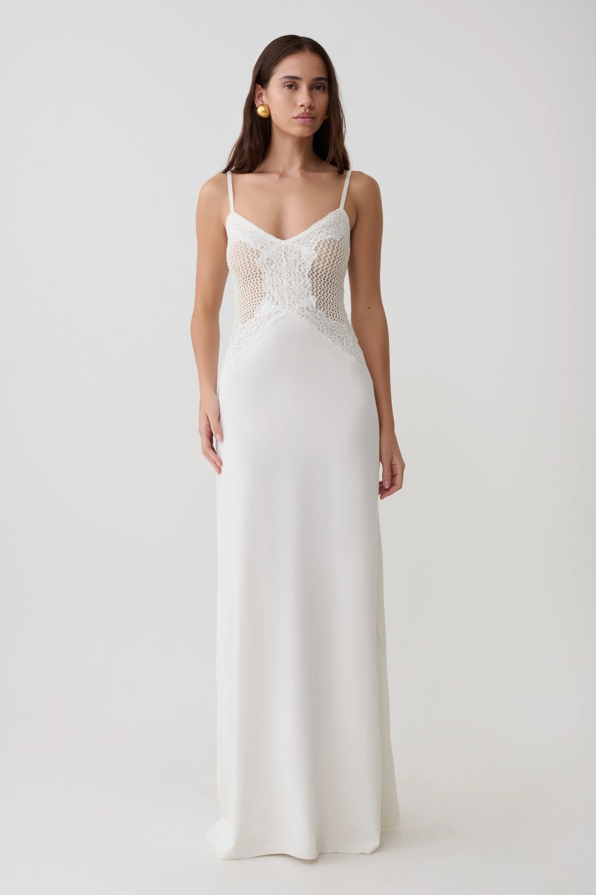 Bray Knit Lace Maxi Dress Ivory