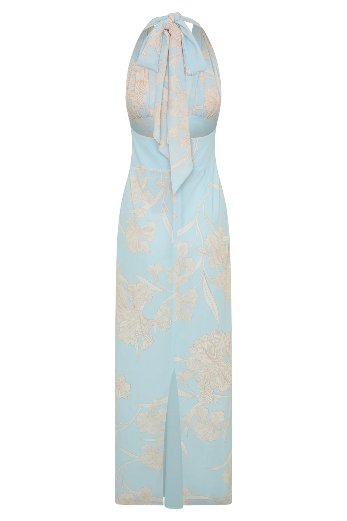 Nadine Halter Scarf Chiffon Maxi Dress Blue Floral Print