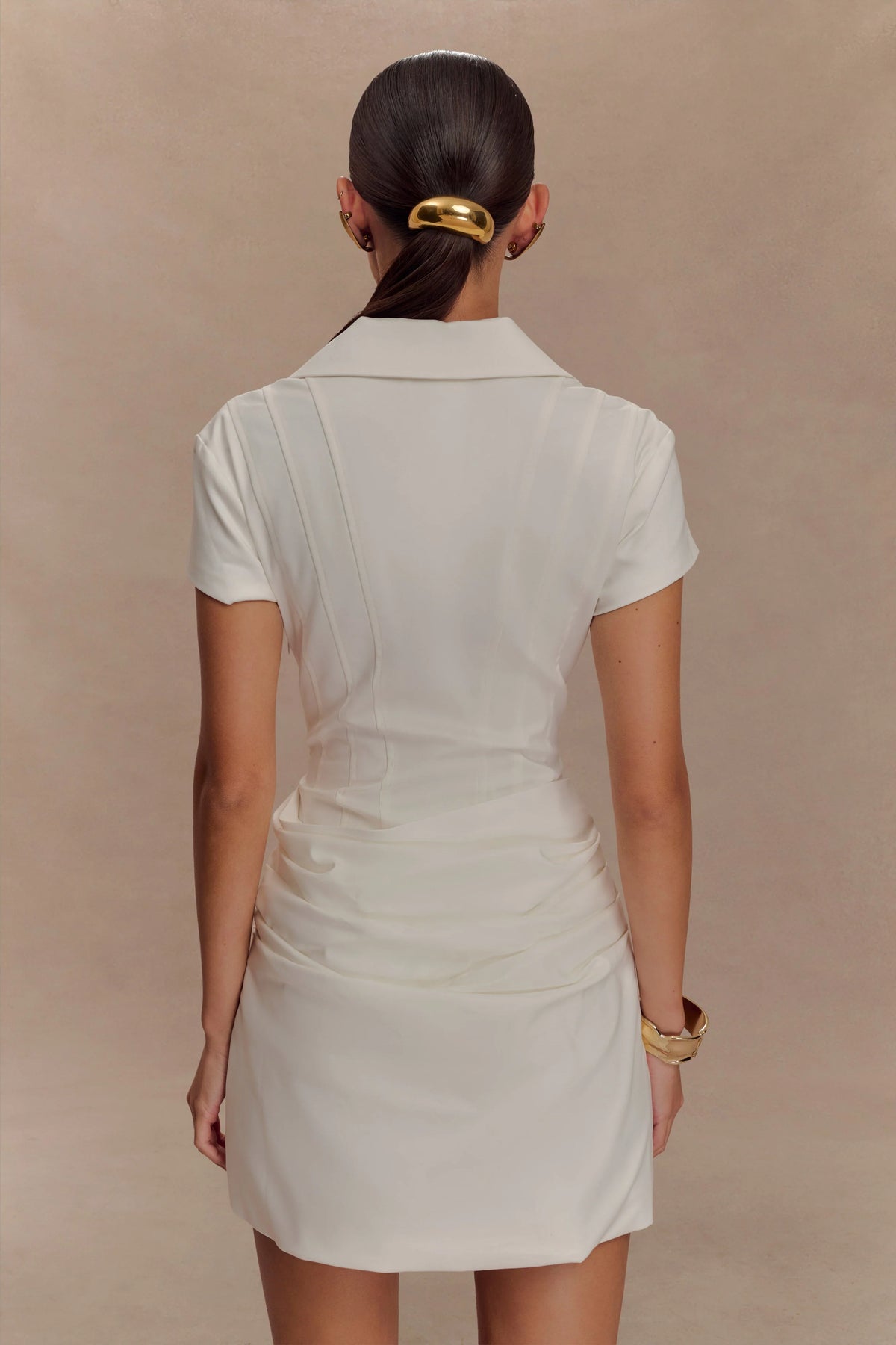 Tarryn Collared Cotton Mini Dress White