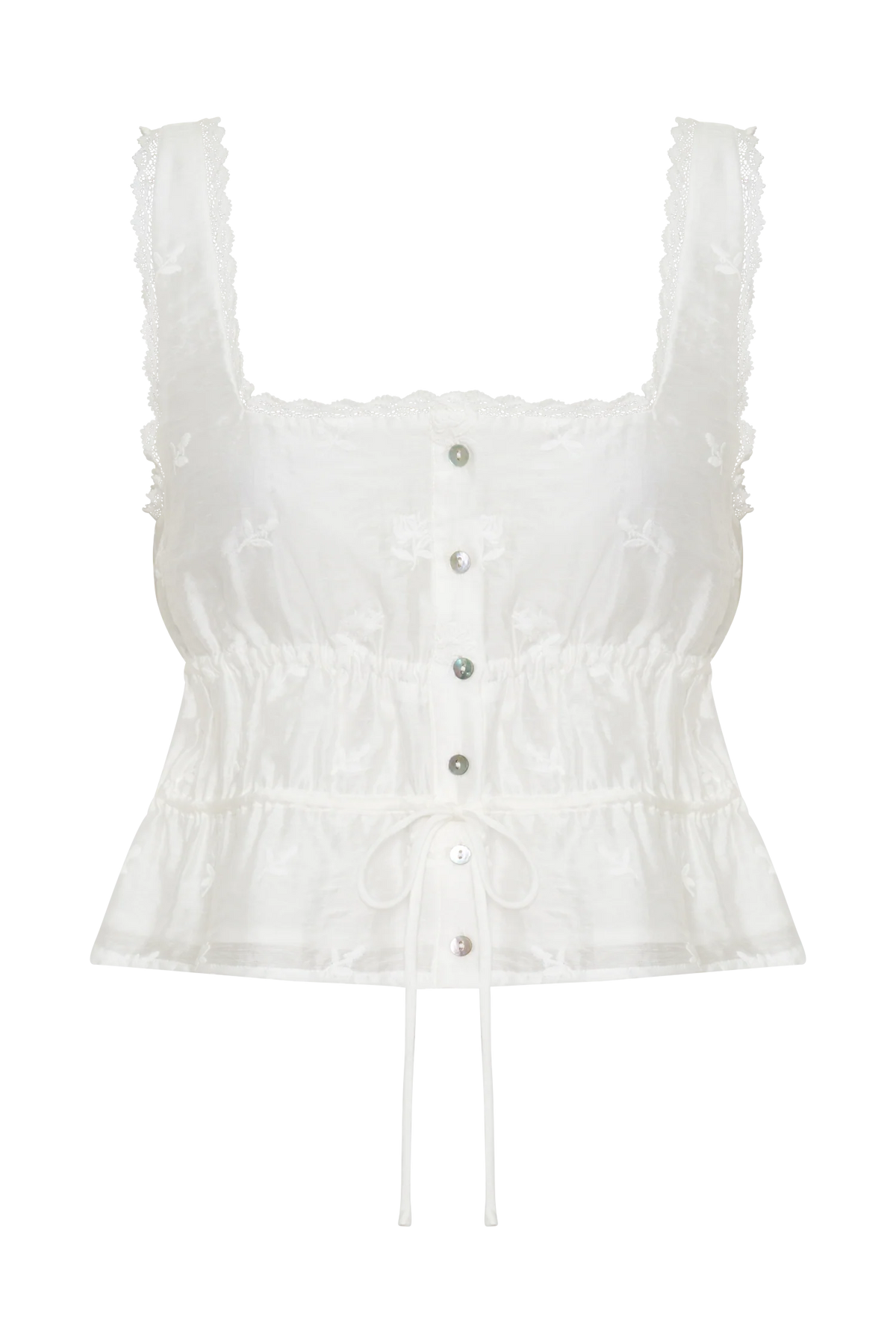 Vivian Embroidered Sleeveless Top White