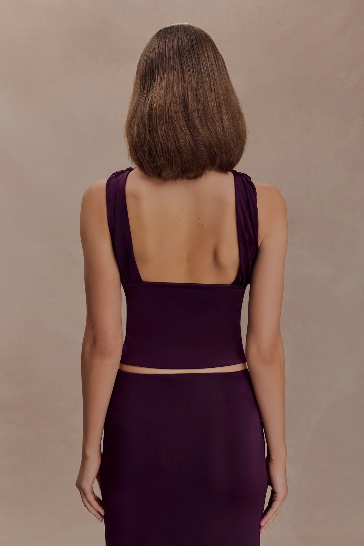 Erina Slinky Open Back Top Aubergine