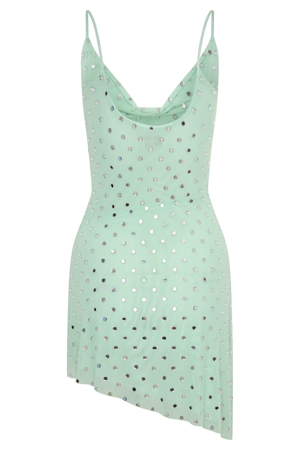Zahra Diamante Cowl Mini Dress Mint