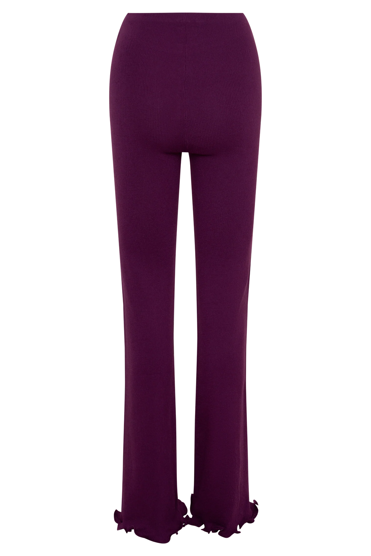 Diya Ribbed High Waisted Pants With Wire Hem Plum