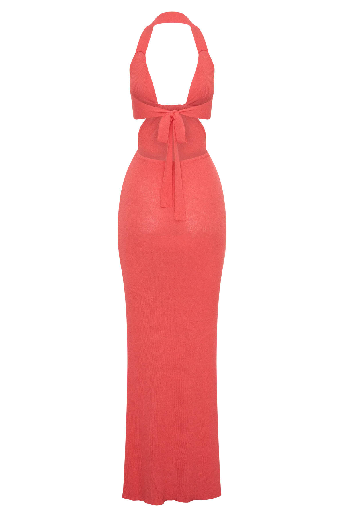 Theresea Halter Knit Maxi Dress Coral