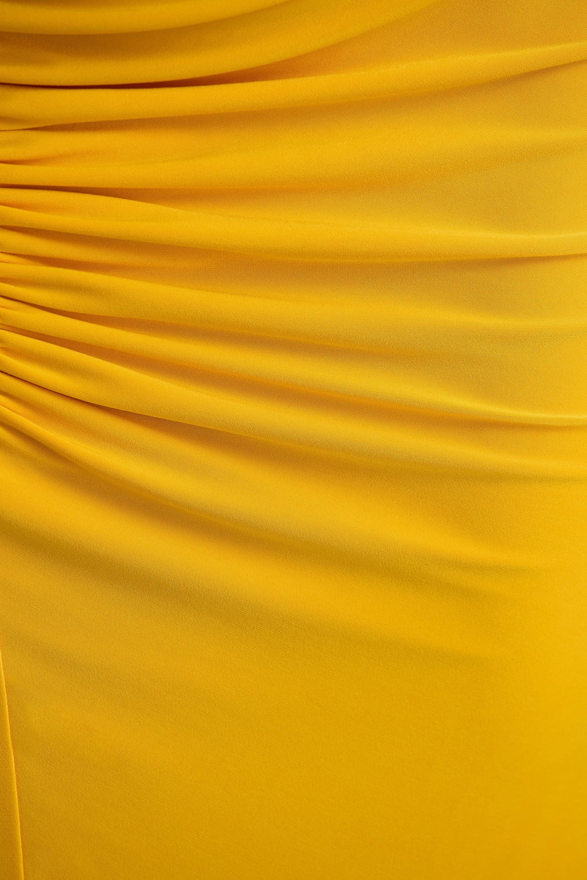 Diva Yellow Slashed Neck Maxi Dress With Ruched Detailing
