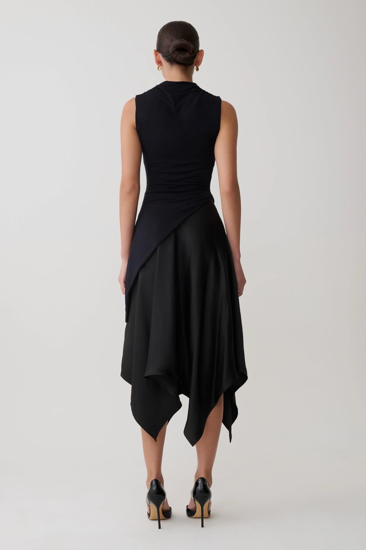 Suong High Neck Gathered Top Black