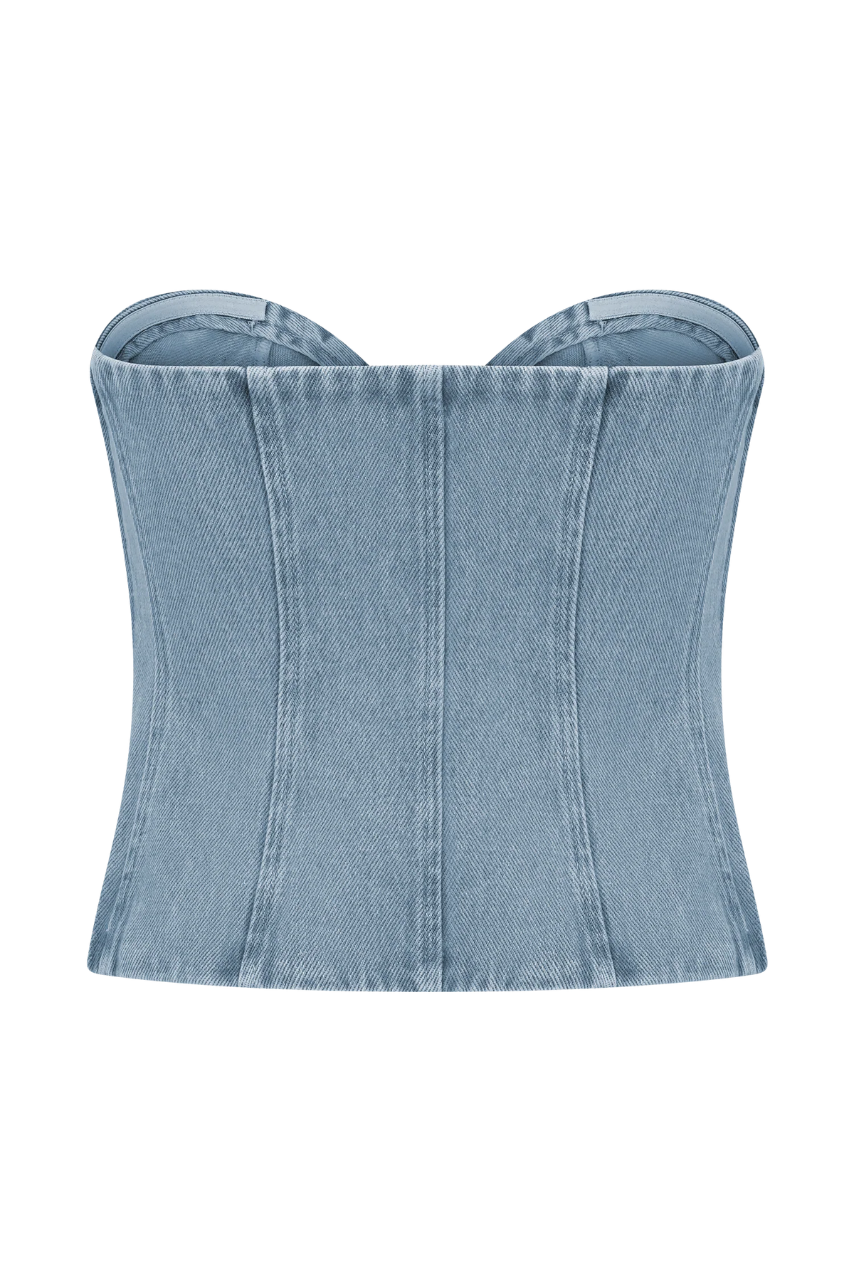 Tully Strapless Topstitch Denim Top 80S Blue
