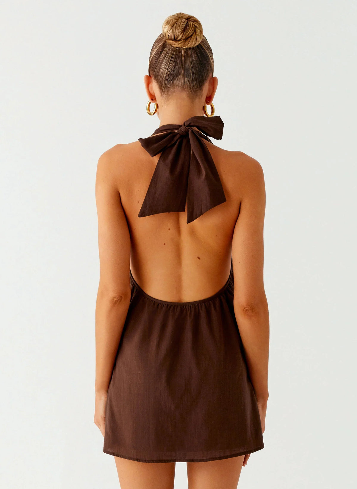 Jepsen Cotton Halter Mini Dress Chocolate