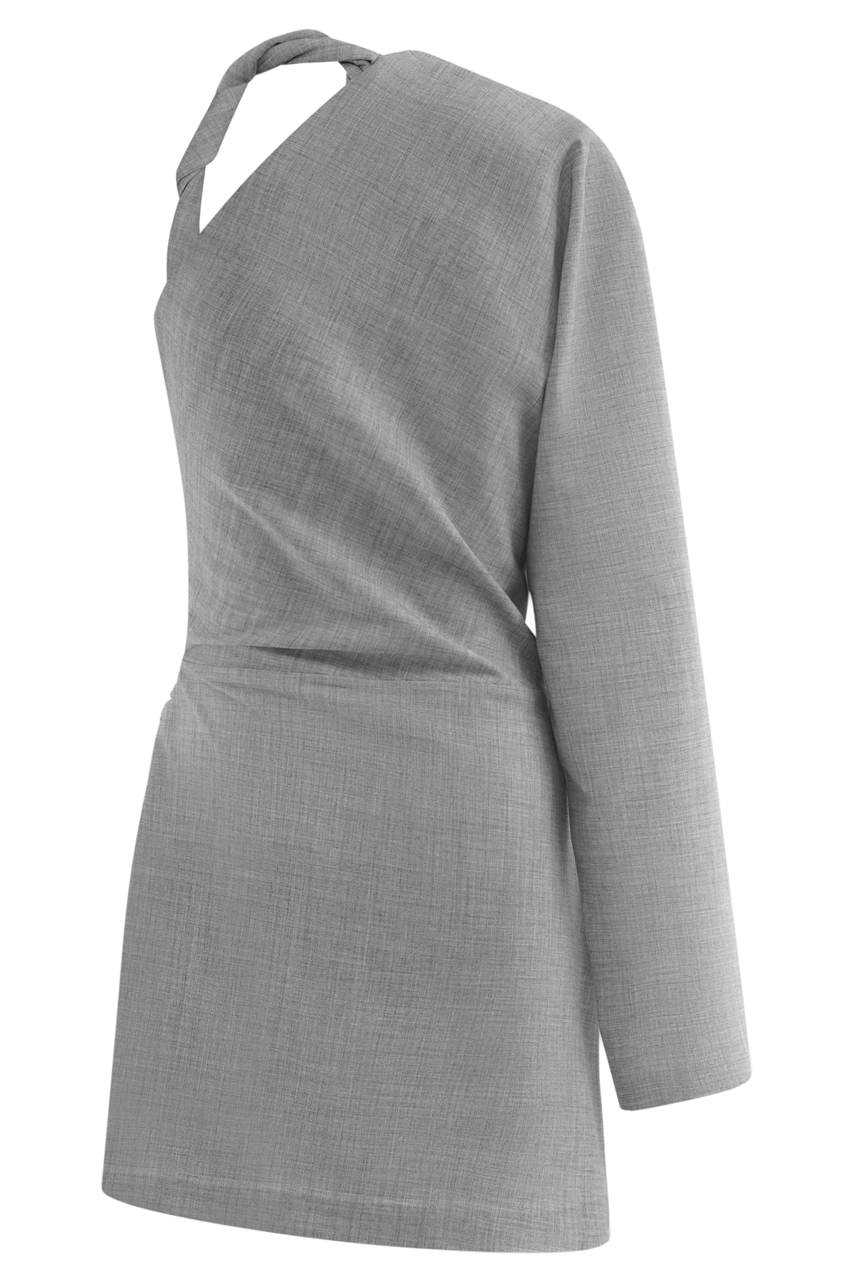 Dorian Twist Shoulder Mini Dress Charcoal Marle