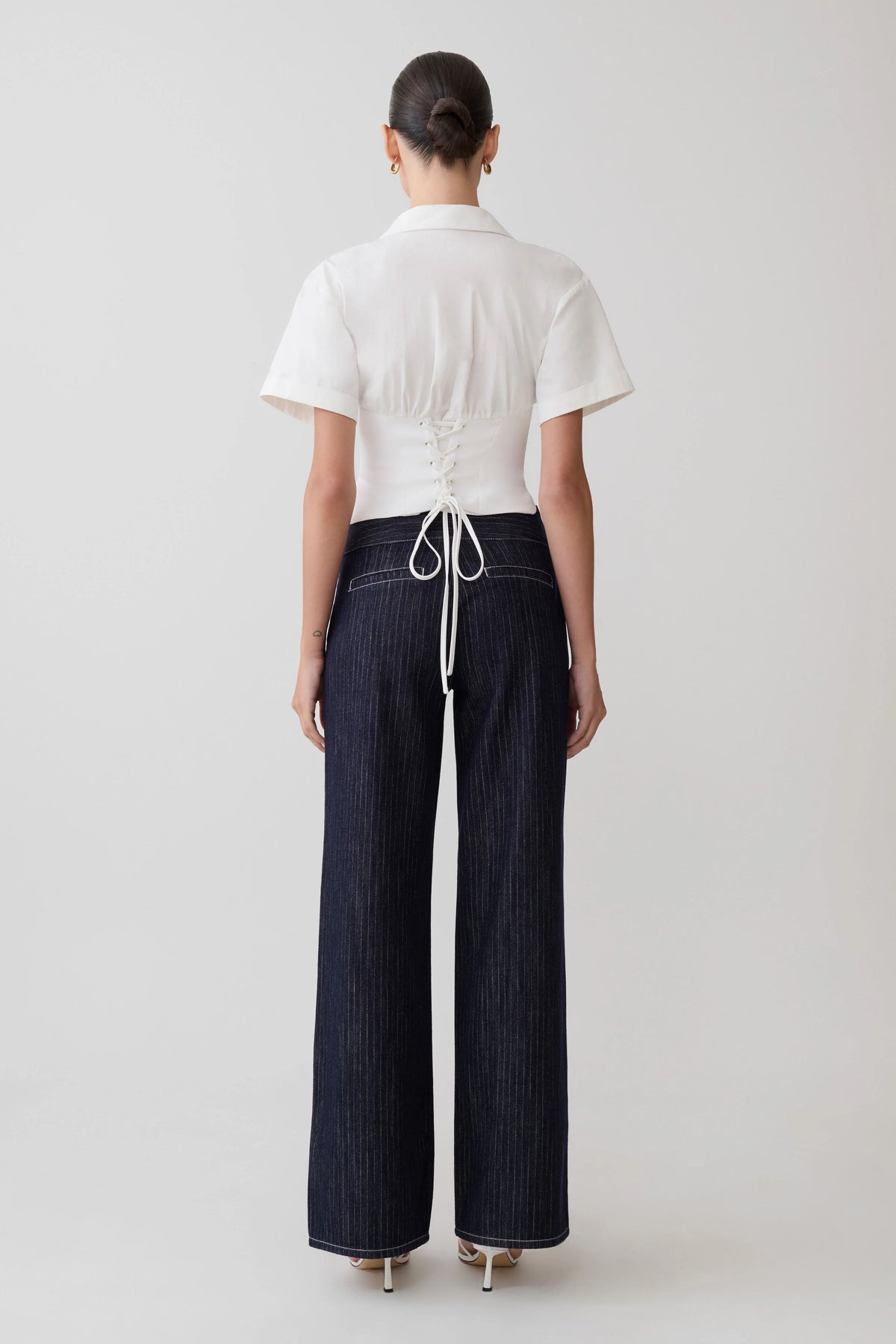 Noelia Tie Back Short Sleeve Shirt White